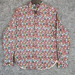 Luciano Visconti Signature Collection Shirt Mens Large Skull Print Long‎ Sleeve